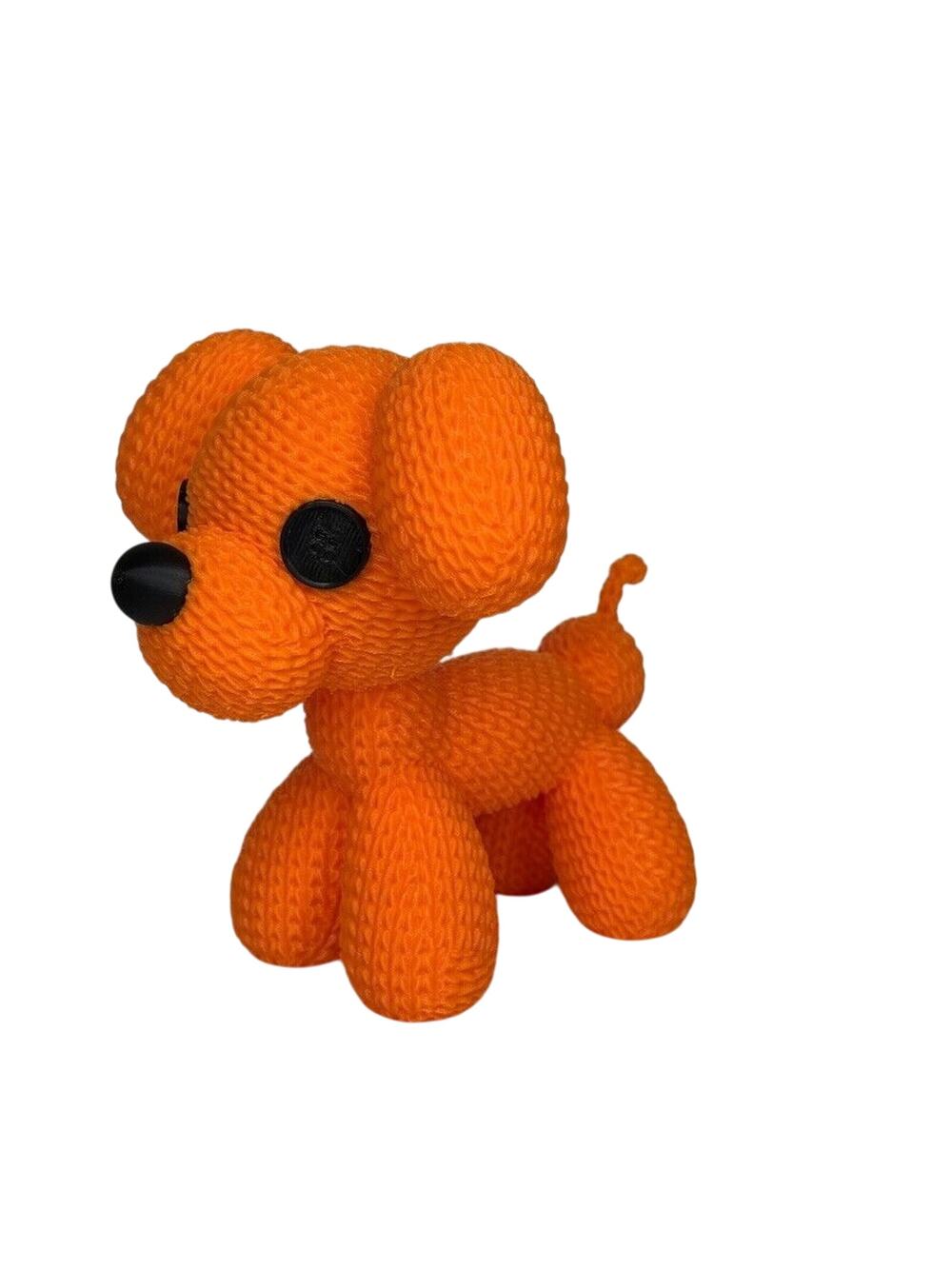 Puppy Cute Orange Dog Knitted Balloon Animal Figurine Desk Toy Gift